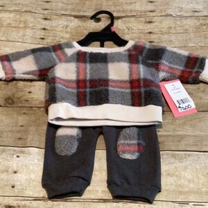 Isaac Mizrahi Red and Gray Plaid Sweater Set